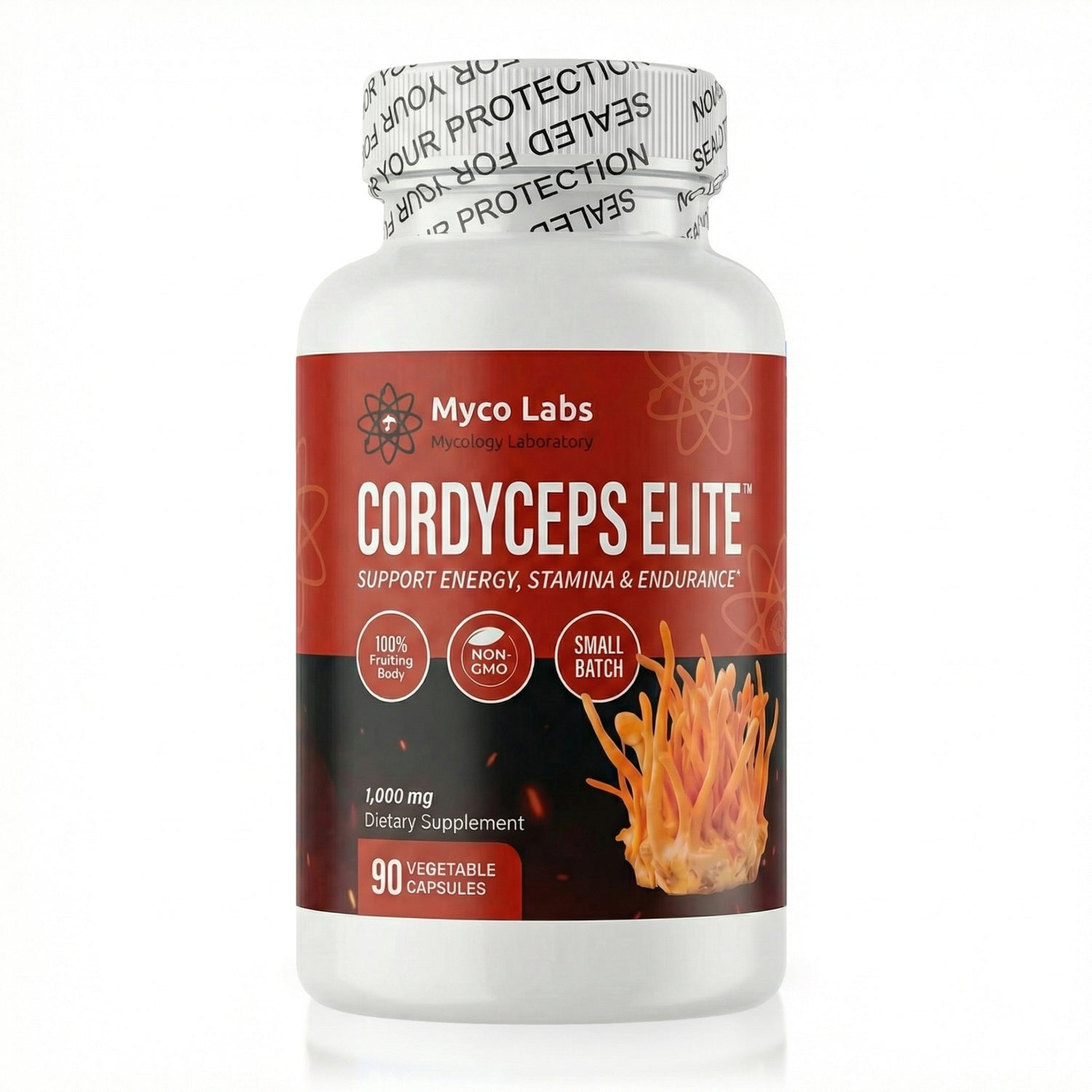 Myco Labs Cordyceps Elite™ 100% Fruiting Body Cordyceps Militaris (90 Capsules)