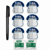 Grow Tracker Labels kit with 6 reusable 2.5 inch mushroom-shaped labels, ultra-fine marker and 2 alcohol prep pads
