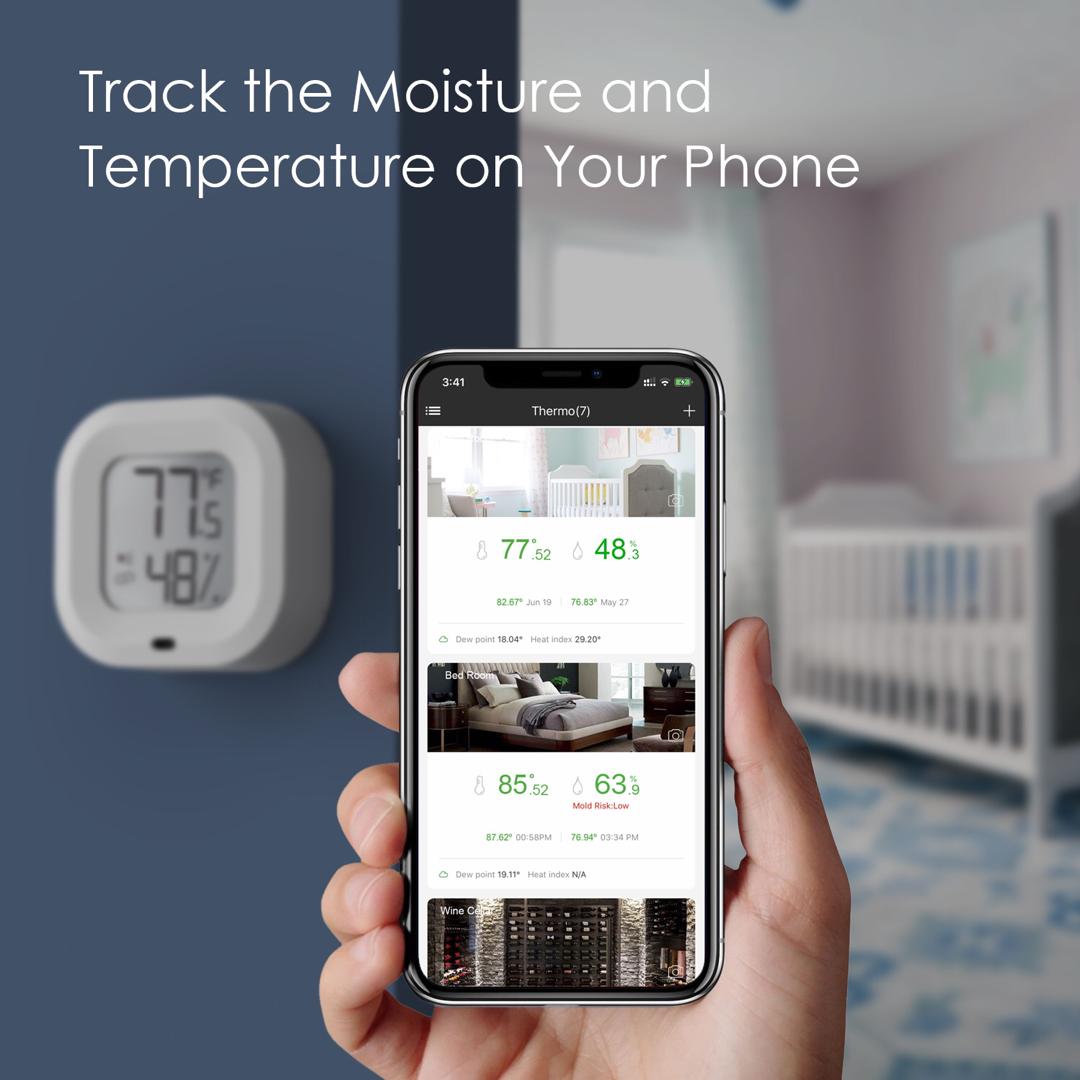 Wireless Smart Thermometer/Hygrometer with iPhone & Android
