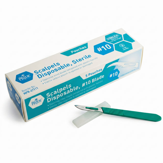 Box of disposable scalpel with a scalpel blade on a white background